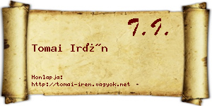 Tomai Irén névjegykártya