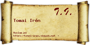 Tomai Irén névjegykártya